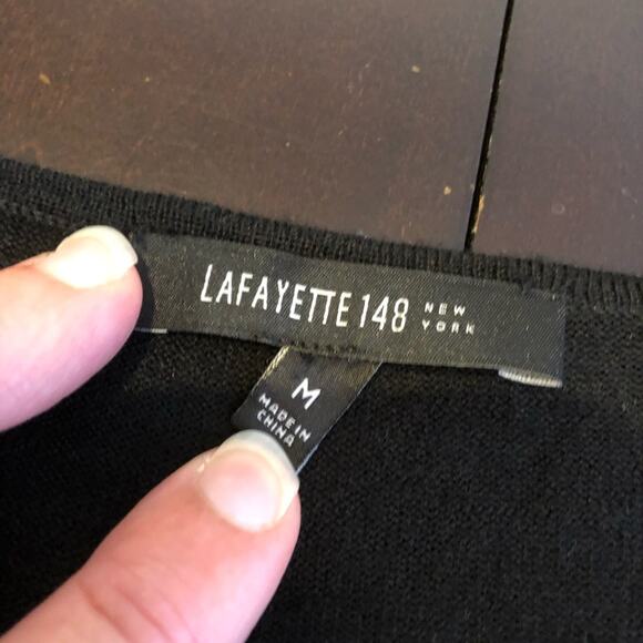 Lafayette 148 black cashmere silk layered sweater top size Medium - Picture 7 of 13